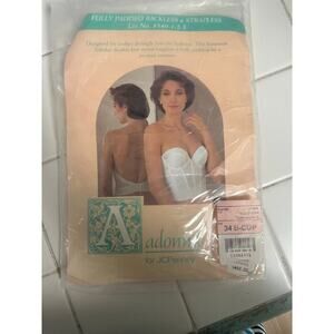 Vintage Adonna Longline Bra 34B Champagne Backless Strapless Fully Padded NEW